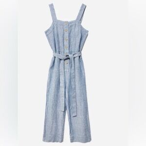 Everlane The Linen Picnic Jumpsuit in Blue/White Pinstripe : Sz 6